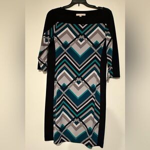 Banana Republic Green and Blue Sheath Dress 3/4 Raglan Sleeves